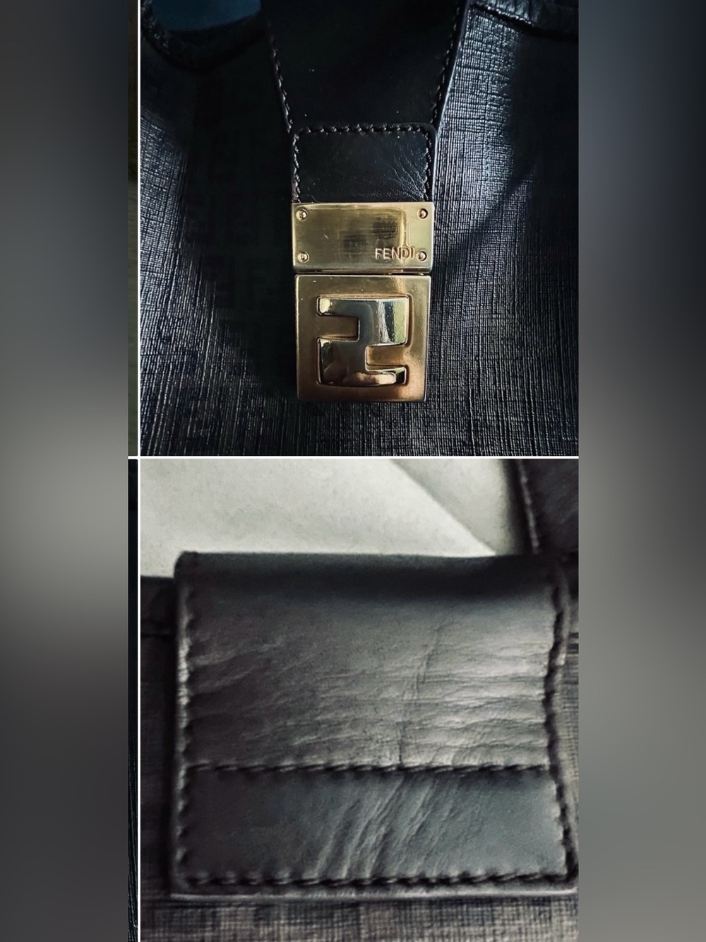Fendi Dark Brown Zucchino Chiusura Monogram Tote Satchel /VG Shape 👀 Pics - Picture 6 of 16